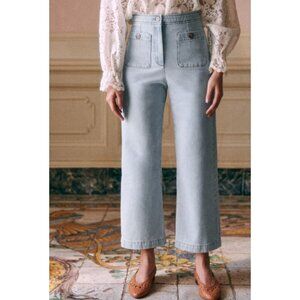 Sezane Emilio Trouser Jeans Light Wash Wide Leg Ankle Size 36 or US 4